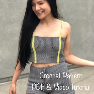 Crochet Pattern : Crochet crop top pattern. Pdf file and video tutorial | US women's sizes XS-XXL. crochet top pattern, crochet summer top