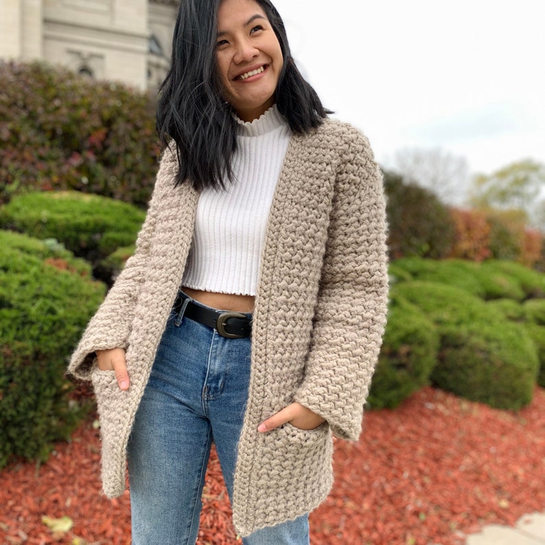 Crochet Even Moss Stitch Sweater PDF Pattern and Video tutorial Instant Download Crochet Sweater Pattern 画像 1