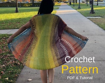 Crochet Poncho PDF Pattern (Video Tutorial included) Summer Poncho