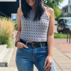 Crochet halter top pattern : PDF file and photo tutorial as well as video tutorial, includes women&#39;s sizes XS-XXL. crochet top pattern