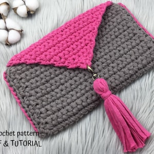 Crochet purse pattern : PDF file and video tutorial, crochet clutch purse, crochet bag, clutch bag, shoulder bag, crochet shoulder bag