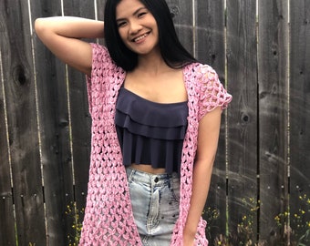 Crochet Kimono Pattern: Loose Fit, Light & Airy Vest (XS-4XL) (PDF File)