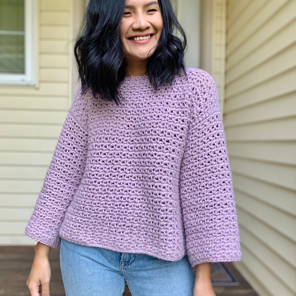 Chunky crochet sweater pattern PDF & video tutorial // Women's sizes XS - XXL