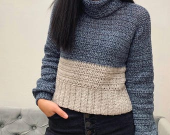 Crochet Turtleneck Sweater Pattern | Women's Sizes XS-XXL (PDF Pattern)