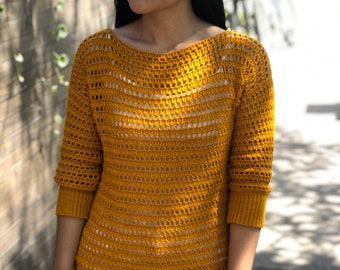 Häkelmuster für Pullover-Kleid: Damen XS-XXL, Video-Anleitung (PDF-Muster)