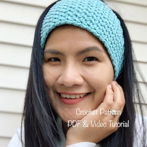 Easy crochet headband pattern Pdf instant digital download and a link to the video tutorial ( Pattern includes women&#39;s sizes S,M,L )