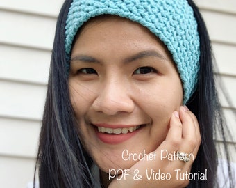 Easy crochet headband pattern Pdf instant digital download and a link to the video tutorial ( Pattern includes women's sizes S,M,L )