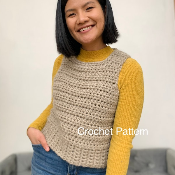 Crochet sweater vest pattern PDF (Includes Video Tutorial) Beginner friendly, Super Bulky Yarn Crochet Sweater Vest