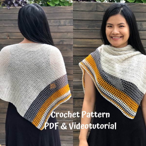 crochet pattern: crochet shawl pattern Pdf file and video tutorial, crochet shawl, crochet, shawl