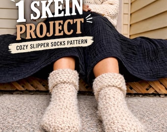 Crochet Slipper Socks Pattern: Cozy 1 Skein Project (PDF Download)