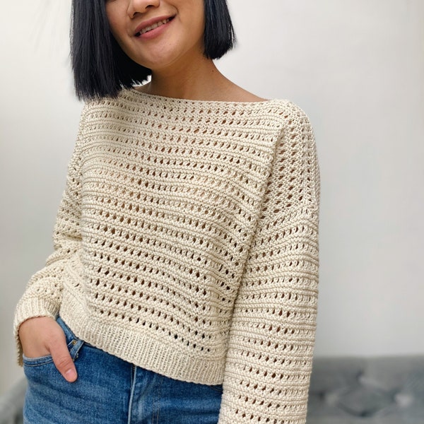 Modèle de tricot | Modèle de pull en dentelle, comprend les tailles pour femmes XS-XXL avec téléchargement numérique PDF. Modèle de tricot de pull, modèle