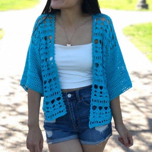 Summer cardigan crochet pattern. Pdf file and video tutorial US women&#39;s XS-XXL, crochet pattern, crochet, crochet cardigan
