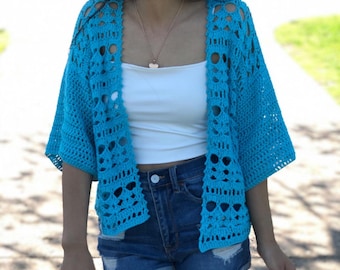 Crochet Summer Cardigan Pattern, US Women's XS-XXL (pdf pattern)