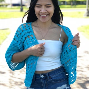 Summer cardigan crochet pattern. Pdf file and video tutorial US women's XS-XXL, crochet pattern, crochet, crochet cardigan image 3