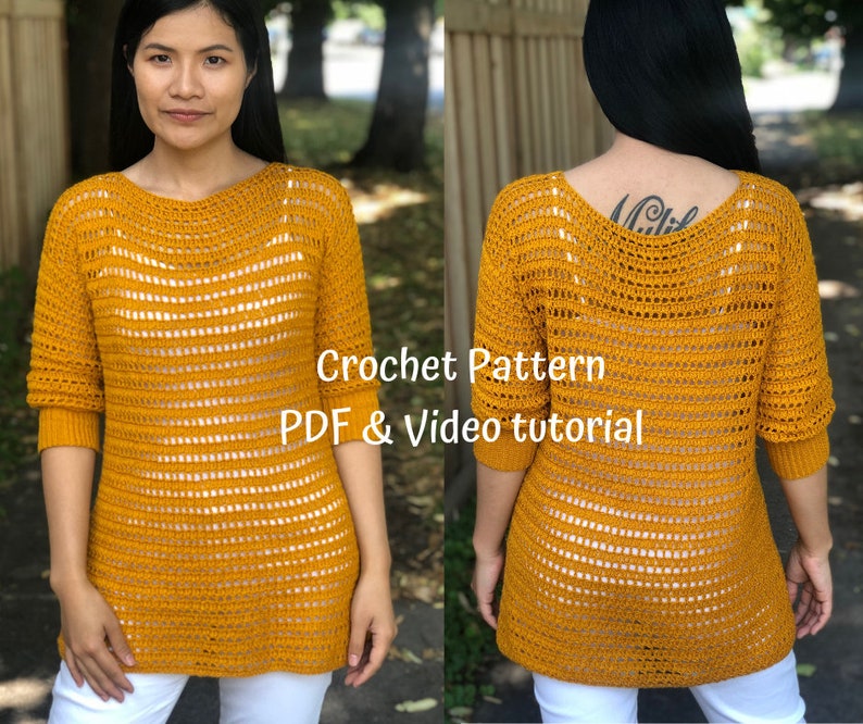 Crochet pattern: crochet sweater/dress pattern, pdf file and video tutorial for us women's XS XXL, crochet, crochet sweater, crochet dress image 6