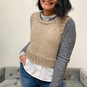 Knitted Sweater Vest Pattern for Women, Easy Knitted Vest PDF & Video Tutorial