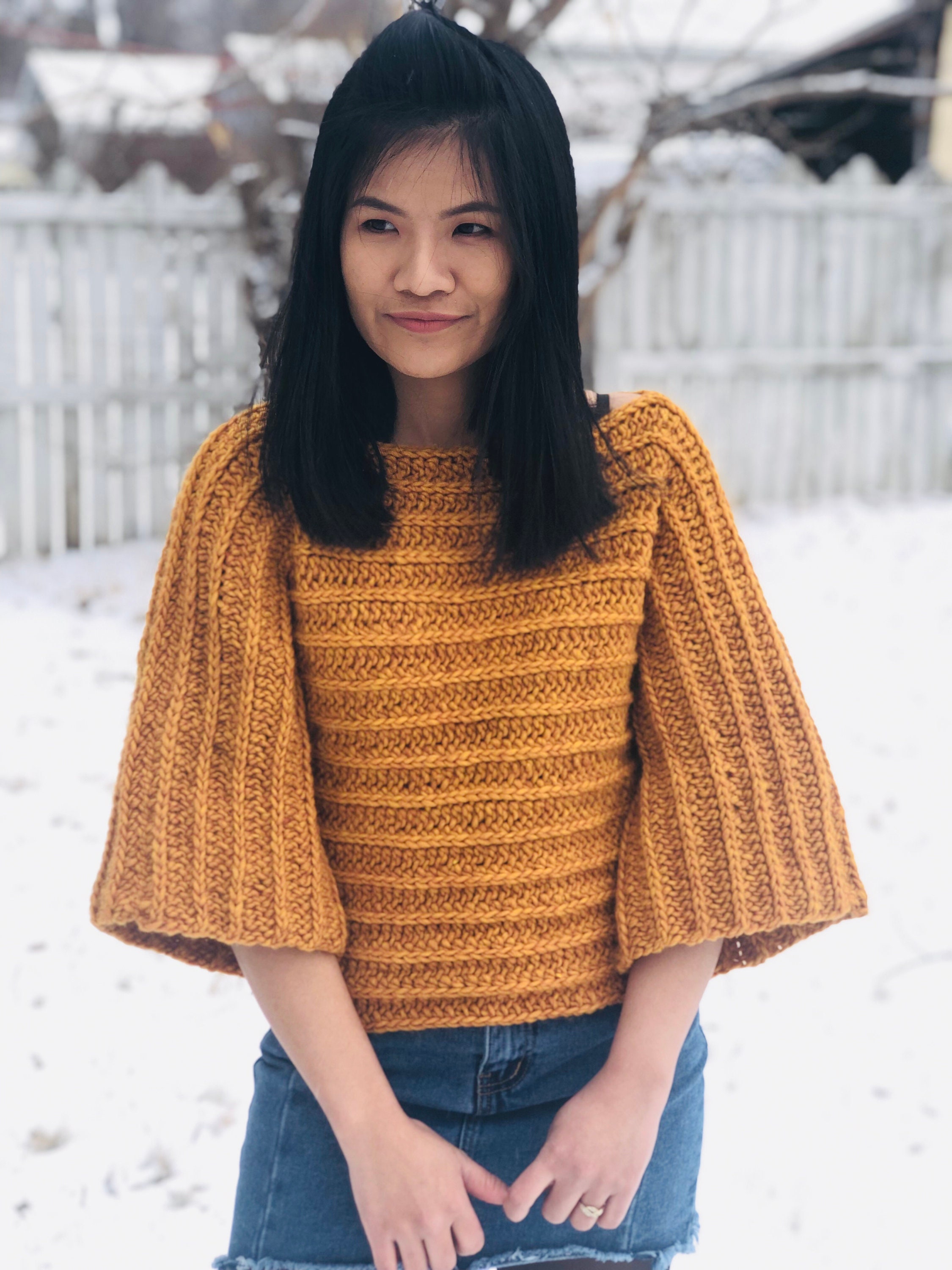 Crochet Sweater Pattern 3/4 Sleeves Sweater PDF File and Etsy