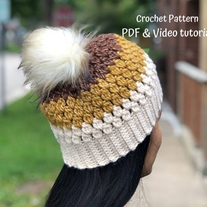 Crochet pattern : Crochet hat pattern Sizes Child, Teen/Adult, Adult larger heads. Pdf file and video tutorial, crochet hat pattern image 1