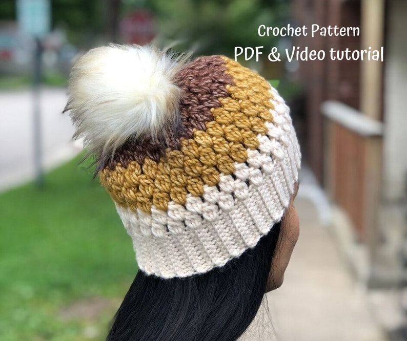 Crochet pattern : Crochet hat pattern Sizes Child, Teen/Adult, Adult larger heads. Pdf file and video tutorial, crochet hat pattern image 1