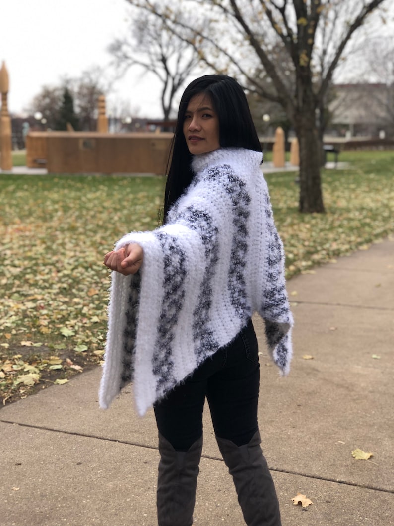 Crochet Cozy Poncho PDF file Pattern and Video Tutorial for us women's sizes XS-4XL, crochet poncho pattern, crochet winter image 1