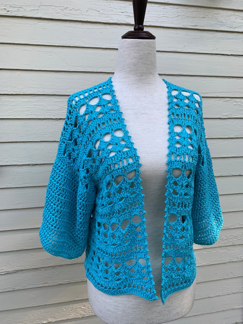 Summer cardigan crochet pattern. Pdf file and video tutorial US women's XS-XXL, crochet pattern, crochet, crochet cardigan image 8