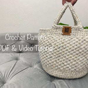 Crochet Basket Bag Pattern | PDF digital download and video tutorial, CROCHET PATTERN