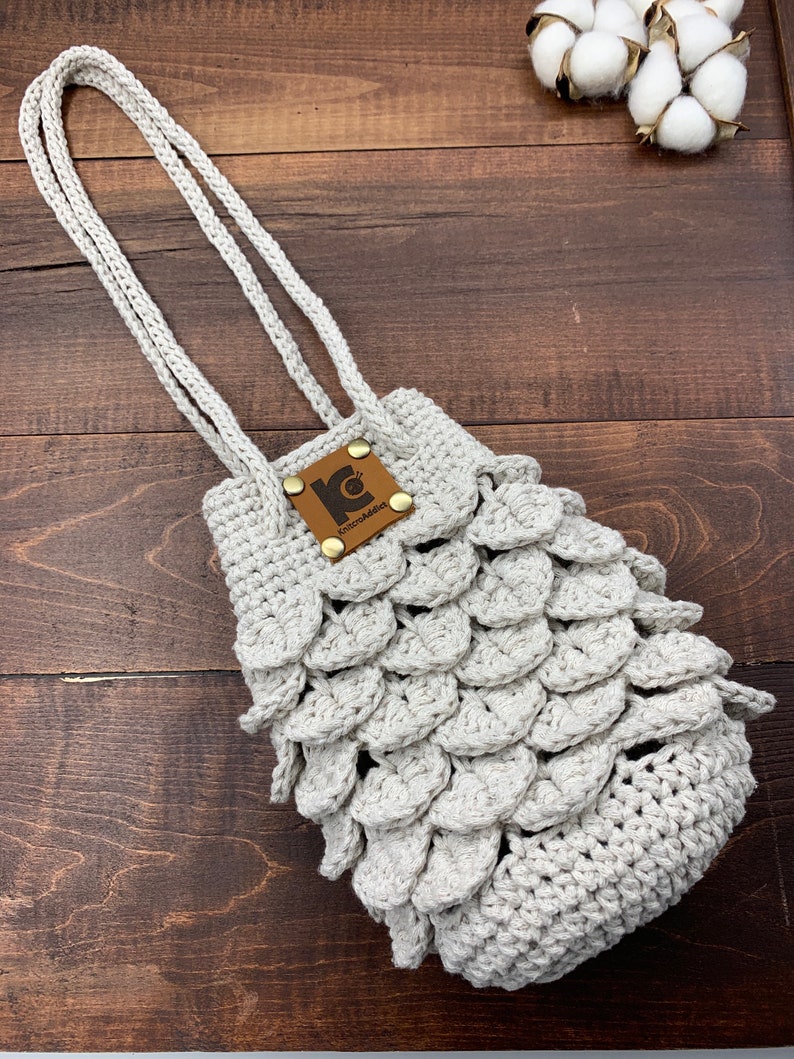 Crochet Pattern : Crochet crocodile stitch crochet bag Pattern, PDF file and video tutorial, crochet bag pattern, crochet bag, crochet purse image 2