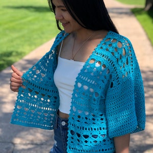 Summer cardigan crochet pattern. Pdf file and video tutorial US women's XS-XXL, crochet pattern, crochet, crochet cardigan image 5