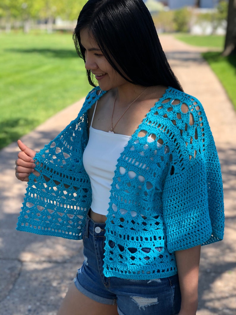 Summer cardigan crochet pattern. Pdf file and video tutorial US women's XS-XXL, crochet pattern, crochet, crochet cardigan image 5