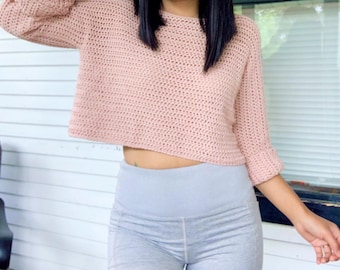 Crochet Pattern : Crochet pullover sweater pattern.PDF file, photo tutorial and video tutorial sizes XS-XXL, crochet sweater pattern,crochet