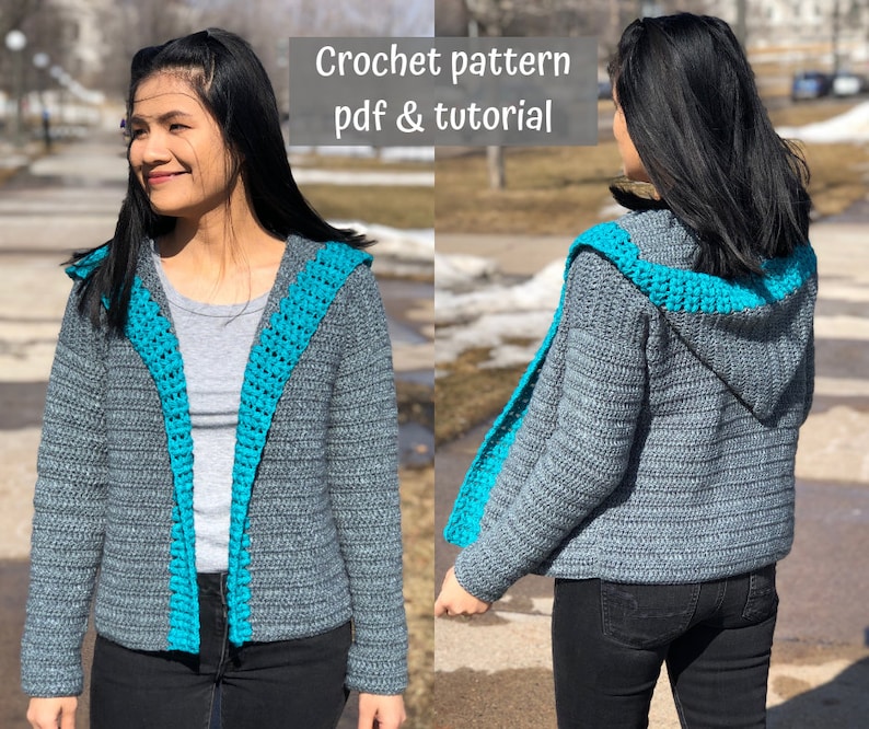 Crochet Sweater Hoodie Pattern Us Women's XS XXL : PDF - Etsy Australia