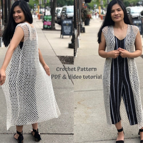 crochet long vest