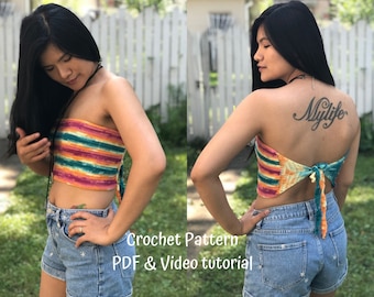 Crochet Tube Top Pattern for Summer Digital Download PDF and Video Tutorial