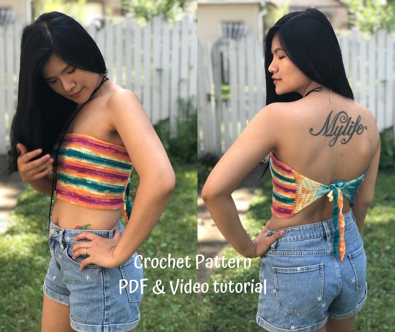 Crochet Tube Top Pattern for Summer Digital Download PDF and Video Tutorial image 1