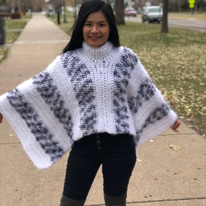 Crochet Cozy Poncho PDF file Pattern and Video Tutorial for us women's sizes XS-4XL, crochet poncho pattern, crochet winter image 2