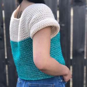 Women's crochet pullover top pattern PDF pattern and video tutorial XS-XXL image 6
