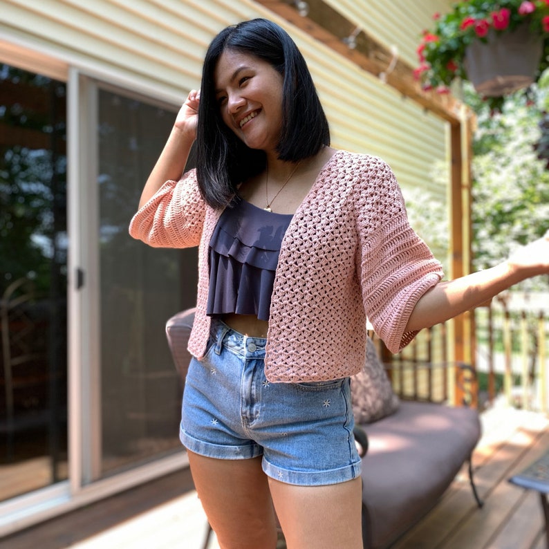 Short Sleeve Crochet Cardigan PDF Pattern & Video Tutorial/ Crochet Summer Cardigan Pattern Includes Women Sizes XS-XXL image 5