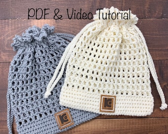 Patrón de bolsa de crochet archivo pdf y video tutorial, patrón de bolsa de crochet ¡Ideal para regalos personalizados!