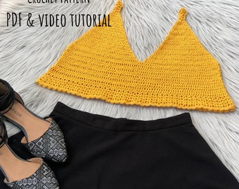 Crochet halter top pattern : For us women's sizes XS - XXL PDF file/Photo and video tutorial. crochet pattern, crochet halter top, crochet