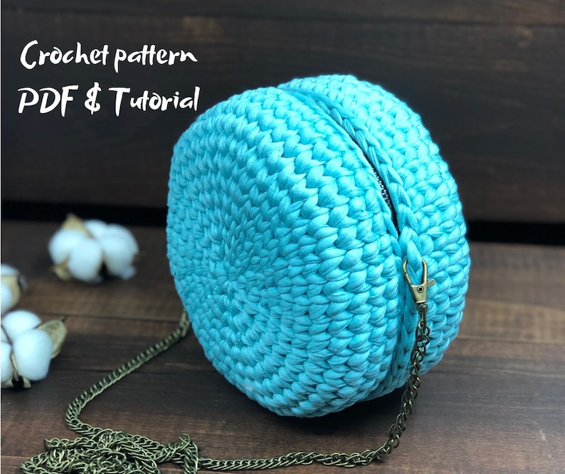 Crochet circle purse pattern PDF and video tutorial image 1