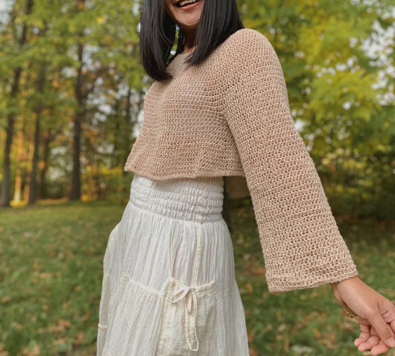 Easy fall pull over crochet sweater pattern Printable PDF & video tutorial Womens sizes XS-XXL, Cropped crochet sweater top pattern image 8