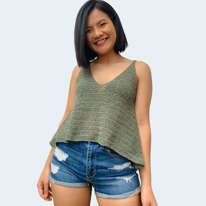 Easy Crochet Tank Top Pattern PDF and bonus Video Tutorial includes women's sizes XS-XXL, a simple easy crochet top for summer image 4