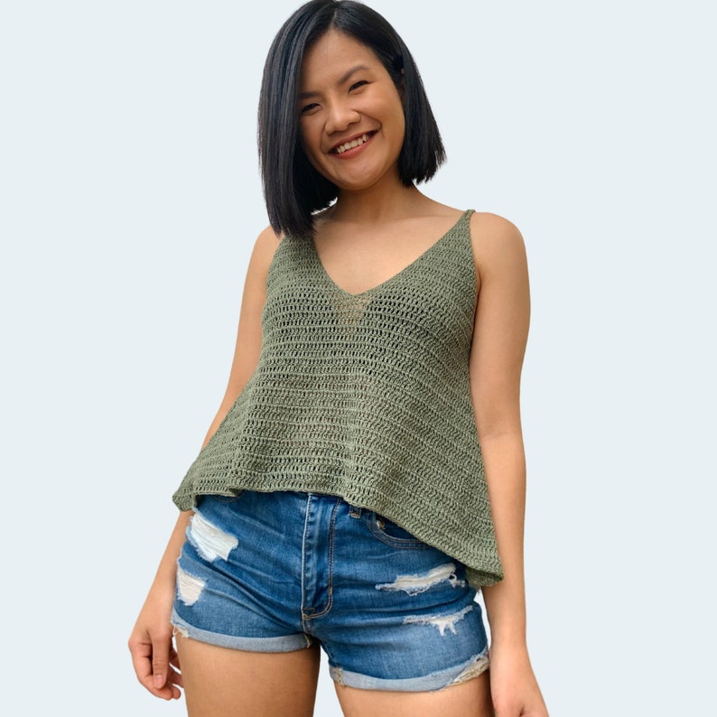 Easy Crochet Tank Top Pattern PDF and bonus Video Tutorial includes women's sizes XS-XXL, a simple easy crochet top for summer image 4