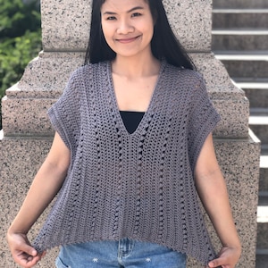 Crochet pattern: crochet summer top pattern PDF file and video tutorial for us women's sizes XS XXL, crochet summer blouse, crochet top image 3