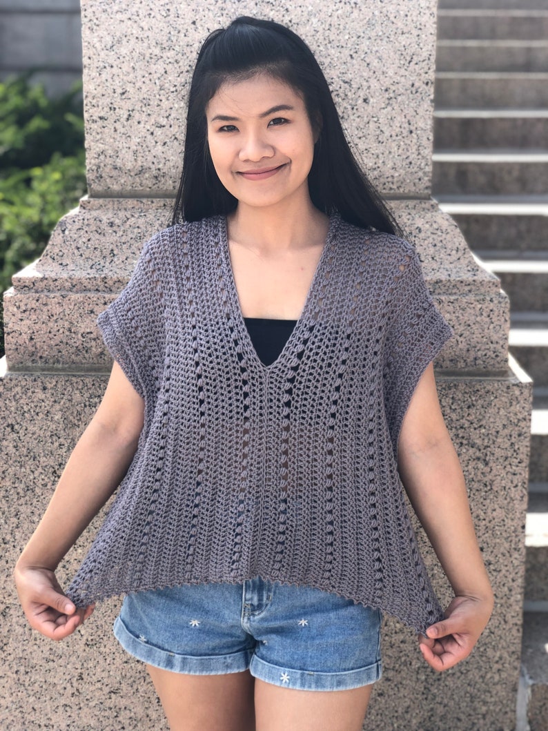 Crochet pattern: crochet summer top pattern PDF file and video tutorial for us women's sizes XS XXL, crochet summer blouse, crochet top image 3