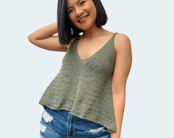 Easy Crochet Tank Top Pattern PDF and bonus Video Tutorial includes women's sizes XS-XXL, a simple easy crochet top for summer