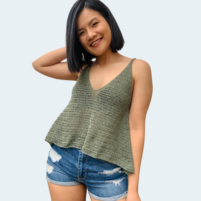 Easy Crochet Tank Top Pattern PDF and bonus Video Tutorial includes women's sizes XS-XXL, a simple easy crochet top for summer image 7