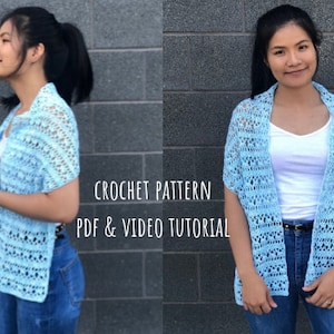 Crochet scarf pattern pdf file and video tutorial, crochet lacy scarf, crochet
