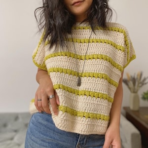 Relaxed Fit Crochet Top Pattern XS-XXL, PDF Includes Video Tutorial