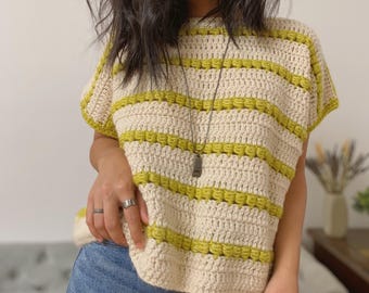 Relaxed Fit Crochet Top Pattern XS-XXL, PDF Includes Video Tutorial